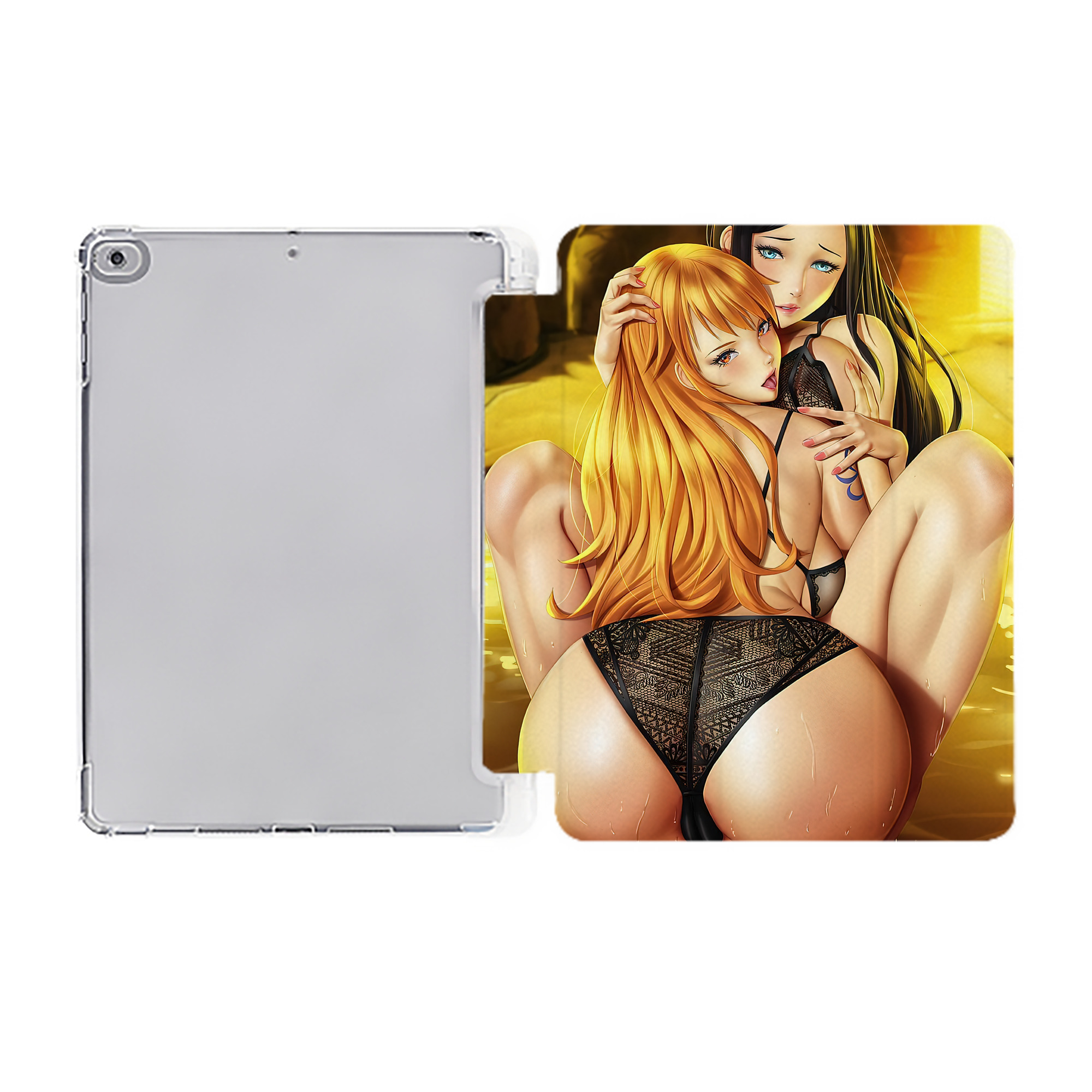 ワンピース ONE PIECE IPad ケース ペン収納付き 三つ折りスタンド PUレザー×シリコン 対応機種9.5/10.5/10.9インチ